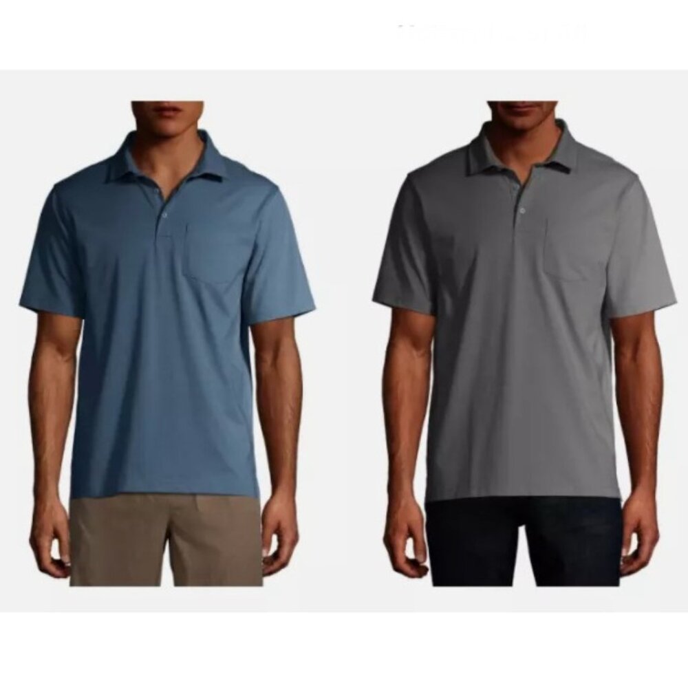 George Men's Jersey Polo Shirts Size M‎ Gray/Light Blue Cotton Lot of 2